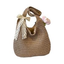 Bolsa De Ombro De Palha Trançada De Grande Capacidade Para Mulheres, Bolsa De Praia Casual De Verão Bolsa De Ombro De Palha Trançada De Grande Capacidade Para Mulheres, Bolsa De Praia Casual De Verão
