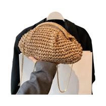 Bolsa De Ombro De Palha Trançada Feminina Para O Verão, Bolsa Casual Texturizada E Fashion Bolsa De Ombro De Palha Trançada Feminina Para O Verão, Bolsa Casual Texturizada E Fashion