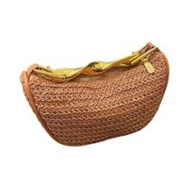 Bolsa De Ombro De Palha Trançada Para Mulheres Com Alça De Metal E Fecho De Zíper, Bolsa De Praia Bolsa De Ombro De Palha Trançada Para Mulheres Com Alça De Metal E Fecho De Zíper, Bolsa De Praia
