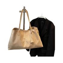 Bolsa De Ombro Elegante Estilo Coreano Em Camurça, Bolsa Versátil, Tote De Axila, Bolsa Saco Para