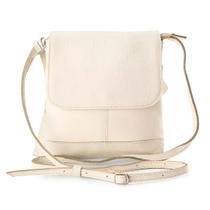 Bolsa de Ombro em Couro Legítimo Modelo Jô, Cor Off-white
