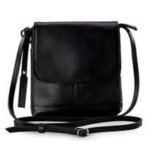 Bolsa de Ombro em Couro Legítimo Modelo Jô, Cor Preto - marca