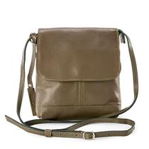 Bolsa de Ombro em Couro Legítimo Modelo Jô, Cor Verde Musgo