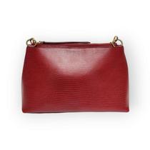 Bolsa De Ombro Em Couro Lezard Vermelho