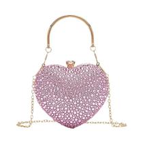Bolsa De Ombro Em Forma De Coração Com Inlay De Diamante E Cristal Para Festas E Casamentos