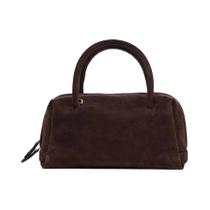 Bolsa De Ombro Em Suede Para Mulheres, Estilo Coreano, Bolsa De Bowling Com Zíper