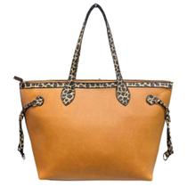 Bolsa de Ombro Espaçosa Totebag Animal Print Caramelo