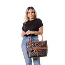 Bolsa De Ombro Estampada Preto Forrada Porta Cartões Moedas