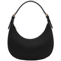 Bolsa de ombro FashionPuzzle Elegant Crescent Black Faux Leather Bolsa de ombro FashionPuzzle Elegant Crescent Black Faux Leather