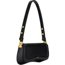 Bolsa de Ombro Feminina com Alça Ajustável, Bolsa Feminina Elegante com Couro Preto, Bolsa Transversal Tiracolo Presente