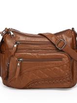 Bolsa de ombro feminina de couro poliuretano macio com vários bolsos Bolsa de ombro feminina de couro poliuretano macio com vários bolsos