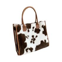 Bolsa De Ombro Feminina De Couro PU Com Estampa De Leopardo E Vaca, Macia E Aconchegante, Bolsa De