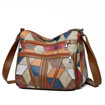 Bolsa de ombro feminina de couro PU com vários bolsos