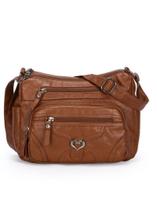 Bolsa de ombro feminina de couro PU com vários bolsos
