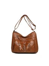 Bolsa de ombro feminina de couro PU macio de grande capacidade