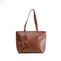 Bolsa de Ombro Feminina de Grande Tote Couro Basic Marrom