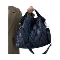 Bolsa De Ombro Feminina De Inverno Acolchoada Com Plumas De Pato, Grande Capacidade, Bolsa Quente