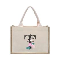 Bolsa De Ombro Feminina De Lona Branca Com Estampa, Grande Capacidade, Dobrável E Reutilizável