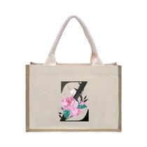 Bolsa De Ombro Feminina De Lona Branca Com Estampa, Grande Capacidade, Dobrável E Reutilizável