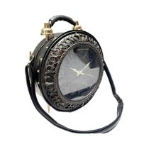 Bolsa De Ombro Feminina Divertida Em Formato De Relógio De Couro PU, Bolsa Redonda De Designer De