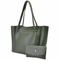 Bolsa de ombro feminina e carteira casual Moncci Atenas cabe caderno fechamento zíper Bolsa de ombro feminina e carteira casual Moncci Atenas cabe caderno fechamento zíper