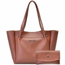 Bolsa de ombro feminina e carteira casual Moncci Atenas cabe caderno fechamento zíper Bolsa de ombro feminina e carteira casual Moncci Atenas cabe caderno fechamento zíper