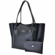 Bolsa de ombro feminina e carteira casual Moncci Atenas cabe caderno fechamento zíper Bolsa de ombro feminina e carteira casual Moncci Atenas cabe caderno fechamento zíper