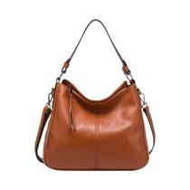 Bolsa De Ombro Feminina Em Couro Genuíno Macio, Preta E Marrom, Casual E Espaçosa, Bolsa Transversal