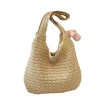 Bolsa De Ombro Feminina Grande Capacidade De Palha Trançada Para Praia E Verão - Estilo Casual Bolsa De Ombro Feminina Grande Capacidade De Palha Trançada Para Praia E Verão - Estilo Casual
