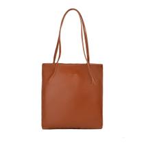 Bolsa de Ombro Feminina Grande Couro Shopping Bag Caramelo