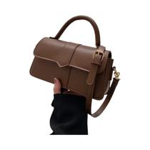 Bolsa De Ombro Feminina Preta Vintage Em Couro PU, Bolsa Transversal De Moda, Bolsa Retangular