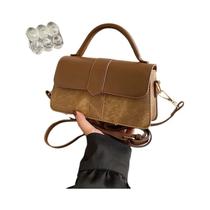 Bolsa De Ombro Feminina Preta Vintage Em Couro PU, Bolsa Transversal De Moda, Bolsa Retangular