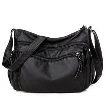 Bolsa de Ombro Feminina Retrô - Grande Capacidade, Couro PU Lavado e Macio Bolsa de Ombro Feminina Retrô - Grande Capacidade, Couro PU Lavado e Macio
