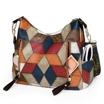Bolsa de ombro feminina, retrô, patchwork, couro PU Bolsa de ombro feminina, retrô, patchwork, couro PU