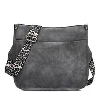 Bolsa de ombro feminina tiracolo Leopard com alça de guitarra