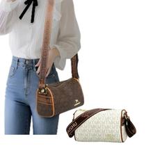 Bolsa De Ombro Feminina Transversal E Lateral Marrom Branco