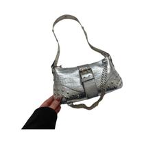Bolsa De Ombro Feminina Y2K Estilosa Com Rebites, Bolsa De Mão Da Moda Com Corrente, Luxuosa Para