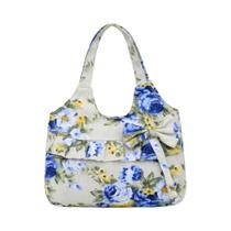 Bolsa De Ombro Floral Feminina Em Lona, Mini Bolsa De Moda Com Laço, Porta-Moedas Para Celular