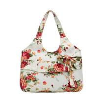 Bolsa De Ombro Floral Feminina Em Lona, Mini Bolsa De Moda Com Laço, Porta-Moedas Para Celular