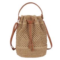 Bolsa de ombro Goclothod Drawstring Cotton Crochet Bucket