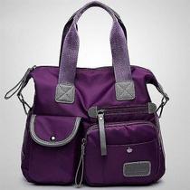 Bolsa de ombro grande de tecido oxford roxo para mulher - HUOGUO