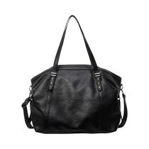 Bolsa De Ombro Grande Feminina Em Couro PU Preto, Bolsa De Viagem De Cor Sólida Bolsa De Ombro Grande Feminina Em Couro PU Preto, Bolsa De Viagem De Cor Sólida