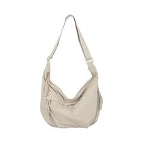 Bolsa De Ombro Grande Feminina Em Tecido Macio De Cor Sólida Estilo Casual Bolsa Transversal Para