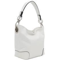 Bolsa de ombro Hobo ALYSSA branca com hardware Big Snap Hook
