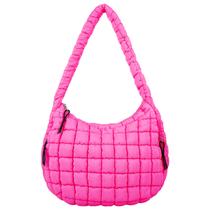 Bolsa de ombro Iqimott acolchoada Puffer Tote Nylon Bubble RoseRed