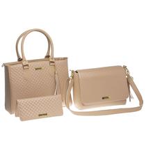 Bolsa de ombro Kit 3 Peças Bolsa Grande + Maleta e Carteira Lindas Bolsa de ombro Kit 3 Peças Bolsa Grande + Maleta e Carteira Lindas
