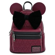 Bolsa de ombro Loungefly Minnie Mouse Maroon acolchoada para mulheres
