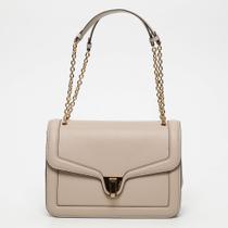 Bolsa de Ombro Marvin Twist em Couro Bege Claro