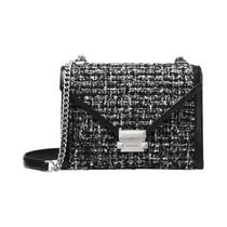 Bolsa de ombro Michael Kors Whitney Large Tweed Black Leather