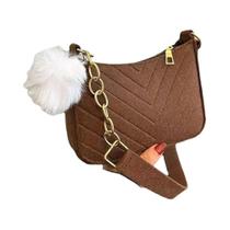 Bolsa De Ombro Mini De Feltro Feminina, Bolsa De Mão Moderna Estilo Sela Bolsa De Ombro Mini De Feltro Feminina, Bolsa De Mão Moderna Estilo Sela